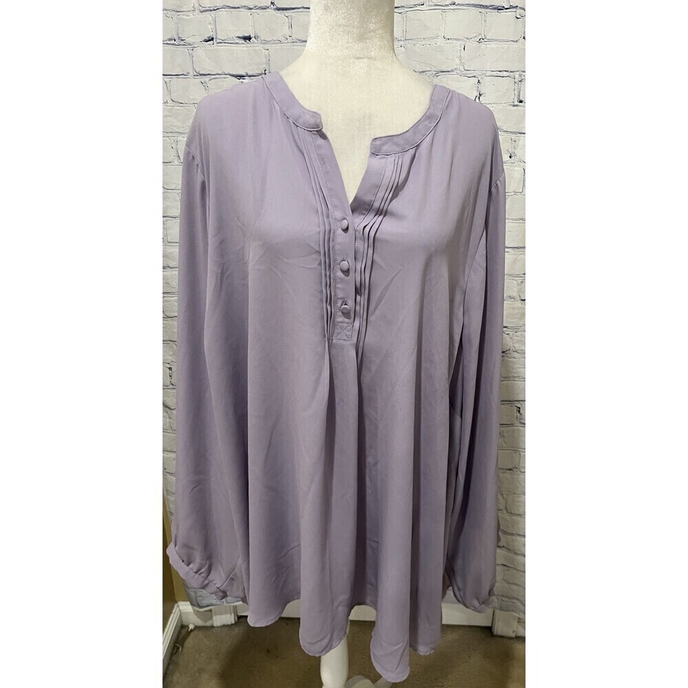 Torrid Women Top 6 Blouse Georgette Pintuck Button Front Long Sleeve lightweight